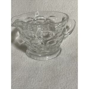 Vintage Clear Glass Thumbprint Pattern Creamer